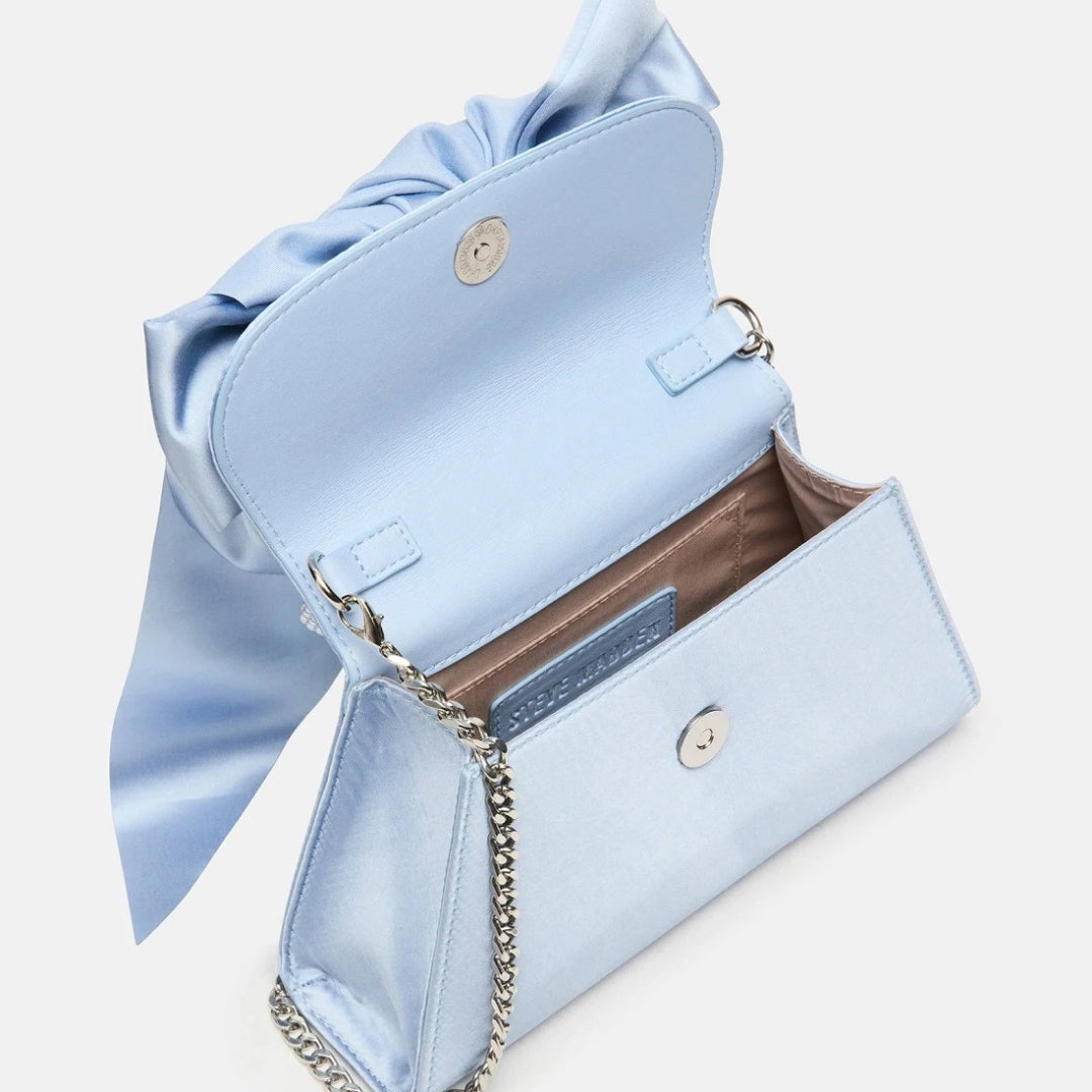 Elegant Satin Bow Handbag With Pearl Handle
