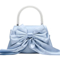 Elegant Satin Bow Handbag With Pearl Handle