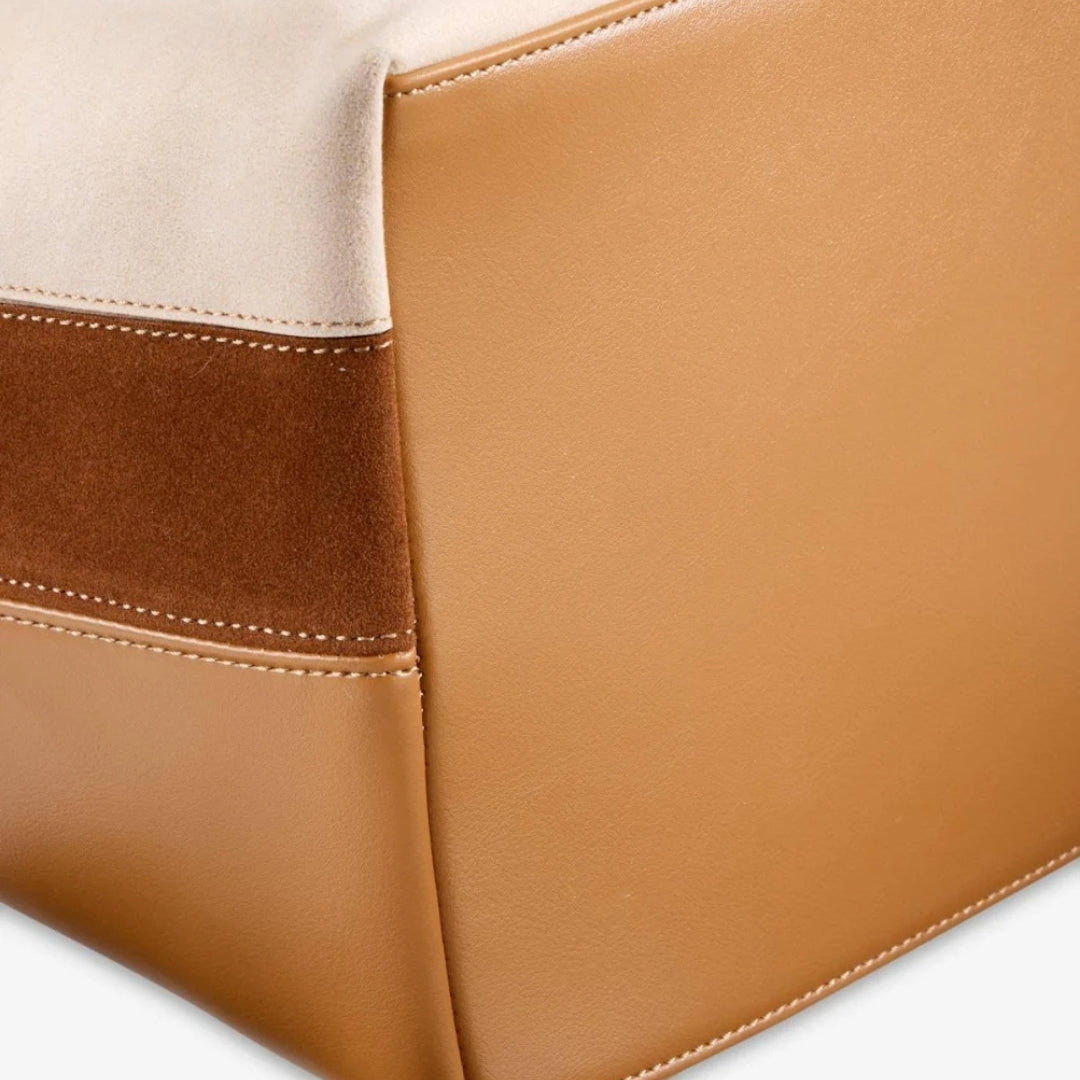Modern Patchwork Leather Tote Bag With Contrast Panels