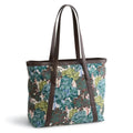Stylish Printed Canvas Tote Bag With Leather Straps