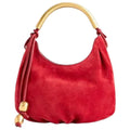 Elegant Red Velvet Shoulder Bag Gold Handle