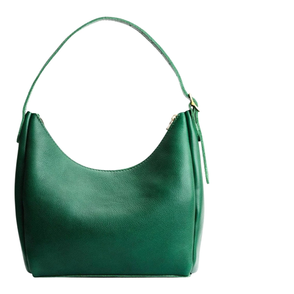 Elegant Green Leather Shoulder Bag Everyday Style
