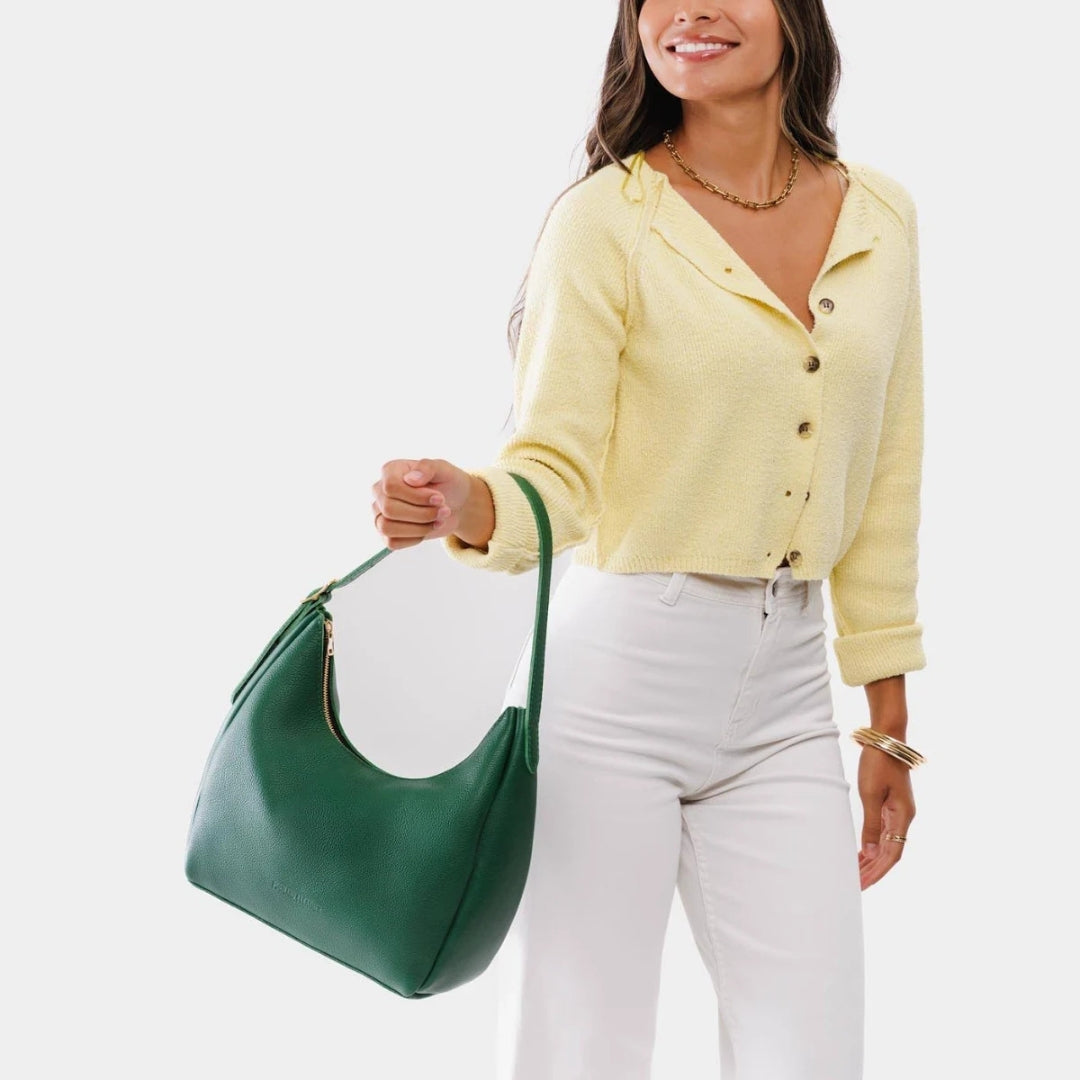Elegant Green Leather Shoulder Bag Everyday Style