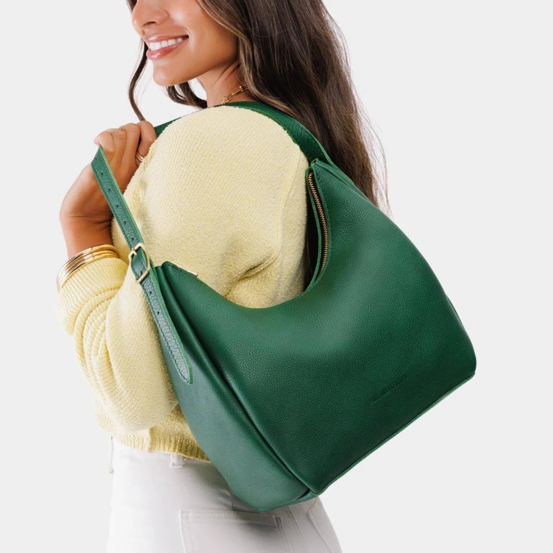 Elegant Green Leather Shoulder Bag Everyday Style